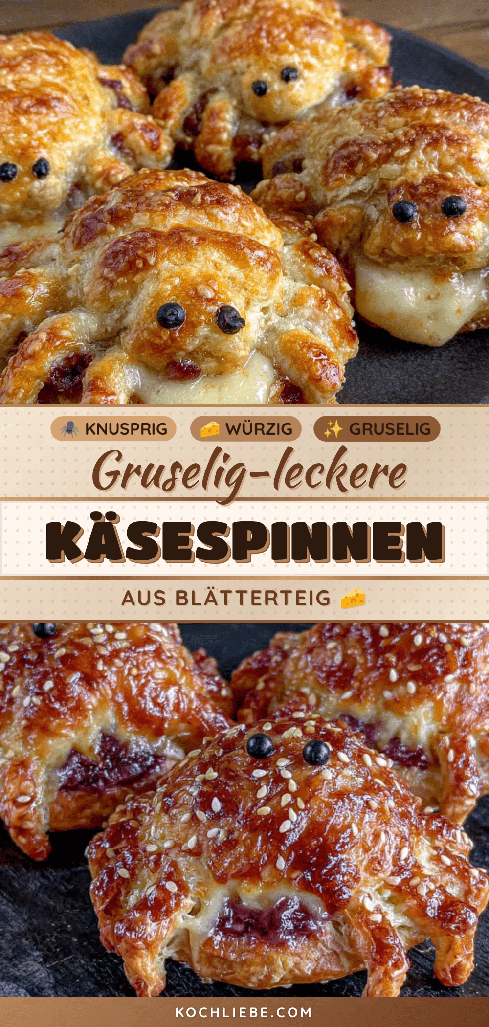 Halloween-Käsespinnen aus Blätterteig recipe