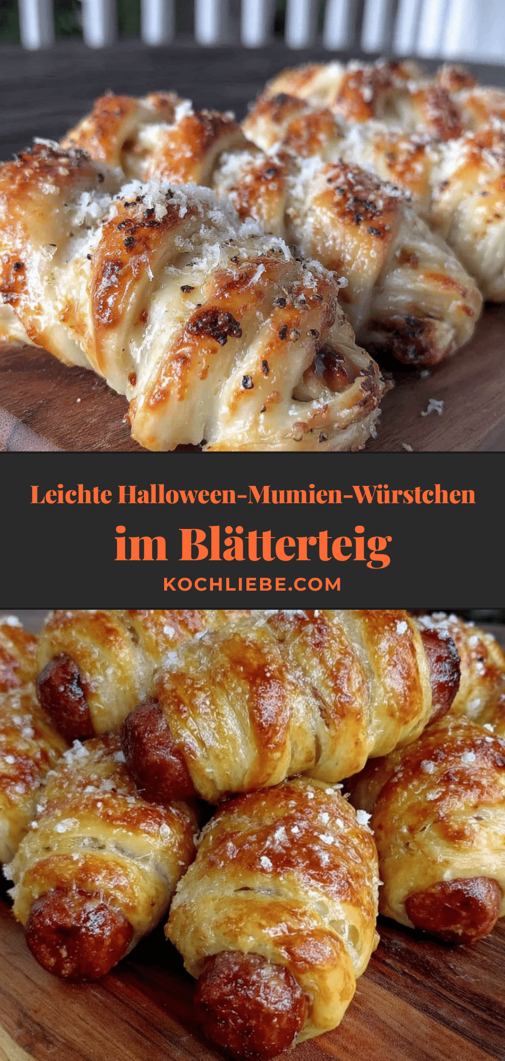 Halloween-Mumien-Würstchen im Blätterteig recipe