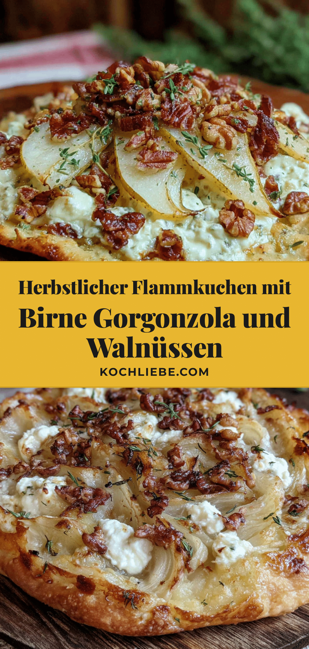 Herbstlicher Flammkuchen mit Birne, Gorgonzola und Walnüssen recipe