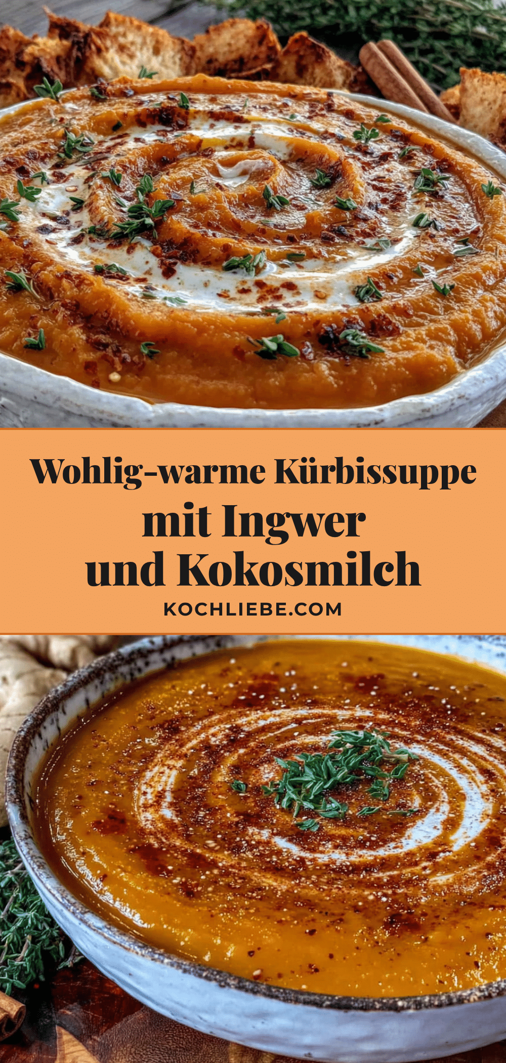 Kürbissuppe mit Ingwer und Kokosmilch recipe