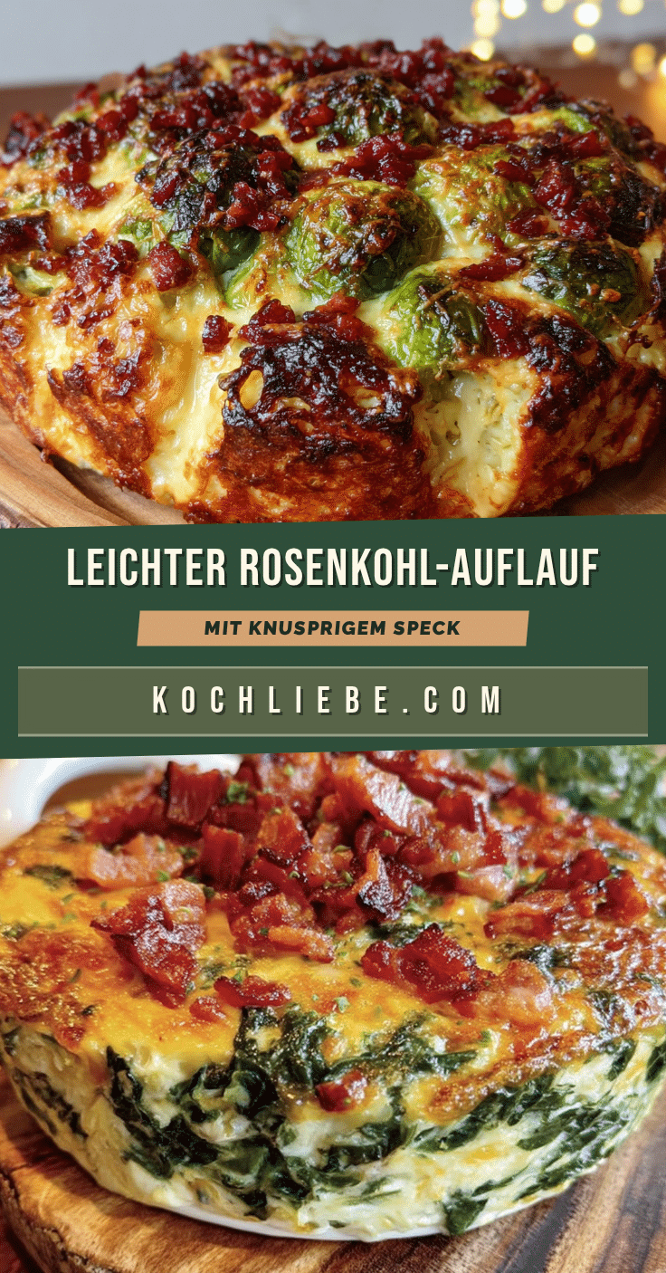 Leichter Rosenkohl-Auflauf mit knusprigem Speck und Bergkäse recipe