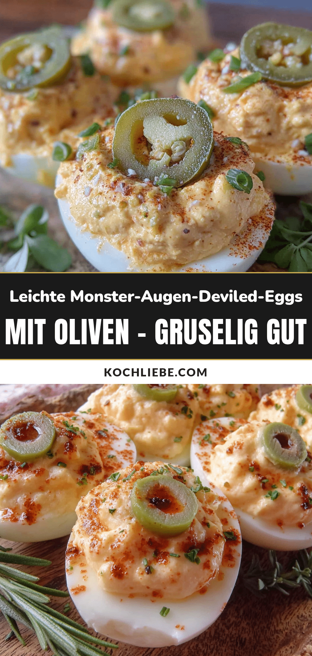 Monster-Augen-Deviled-Eggs mit Oliven recipe
