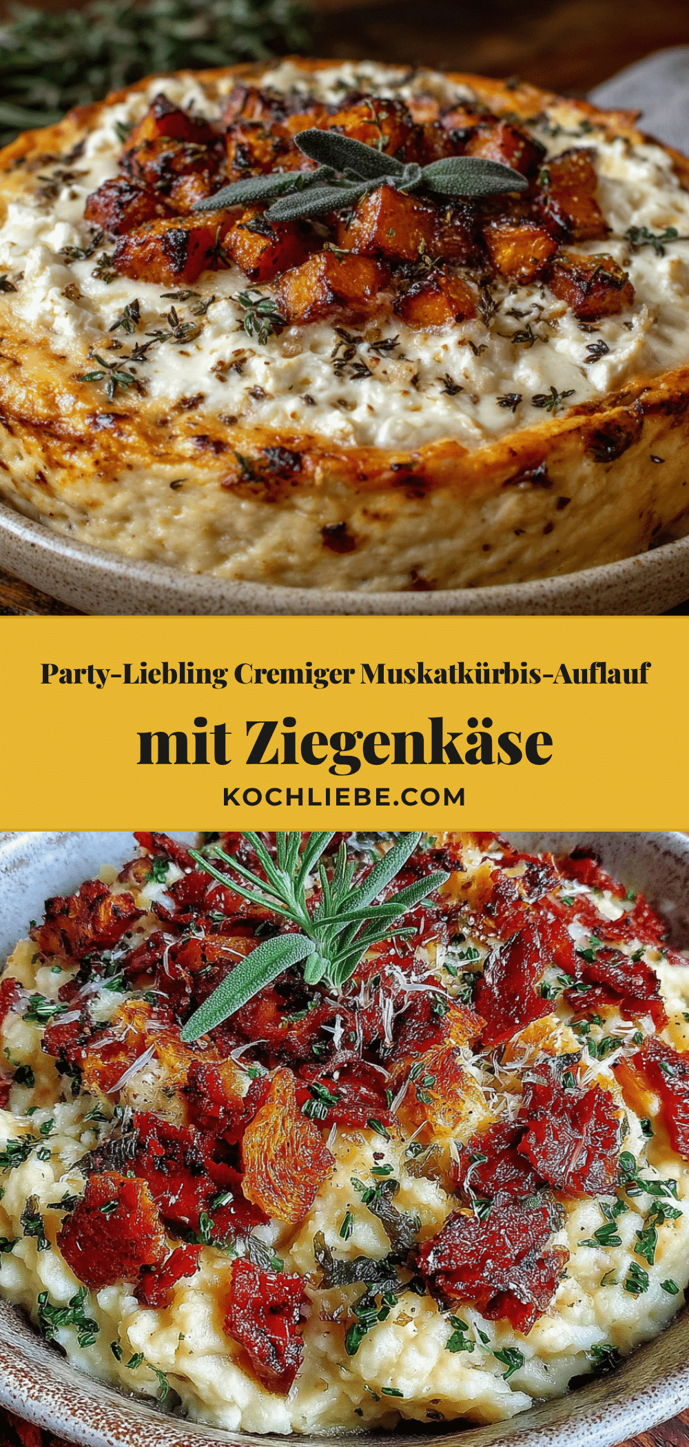 Muskatkürbis-Auflauf mit Ziegenkäse recipe