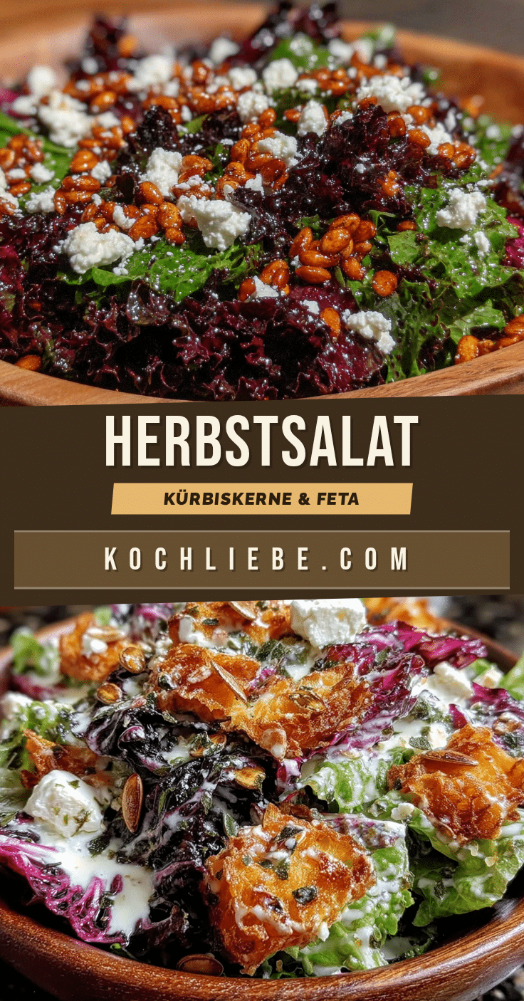 Saftiger Herbstsalat mit Kürbiskernen und Feta recipe