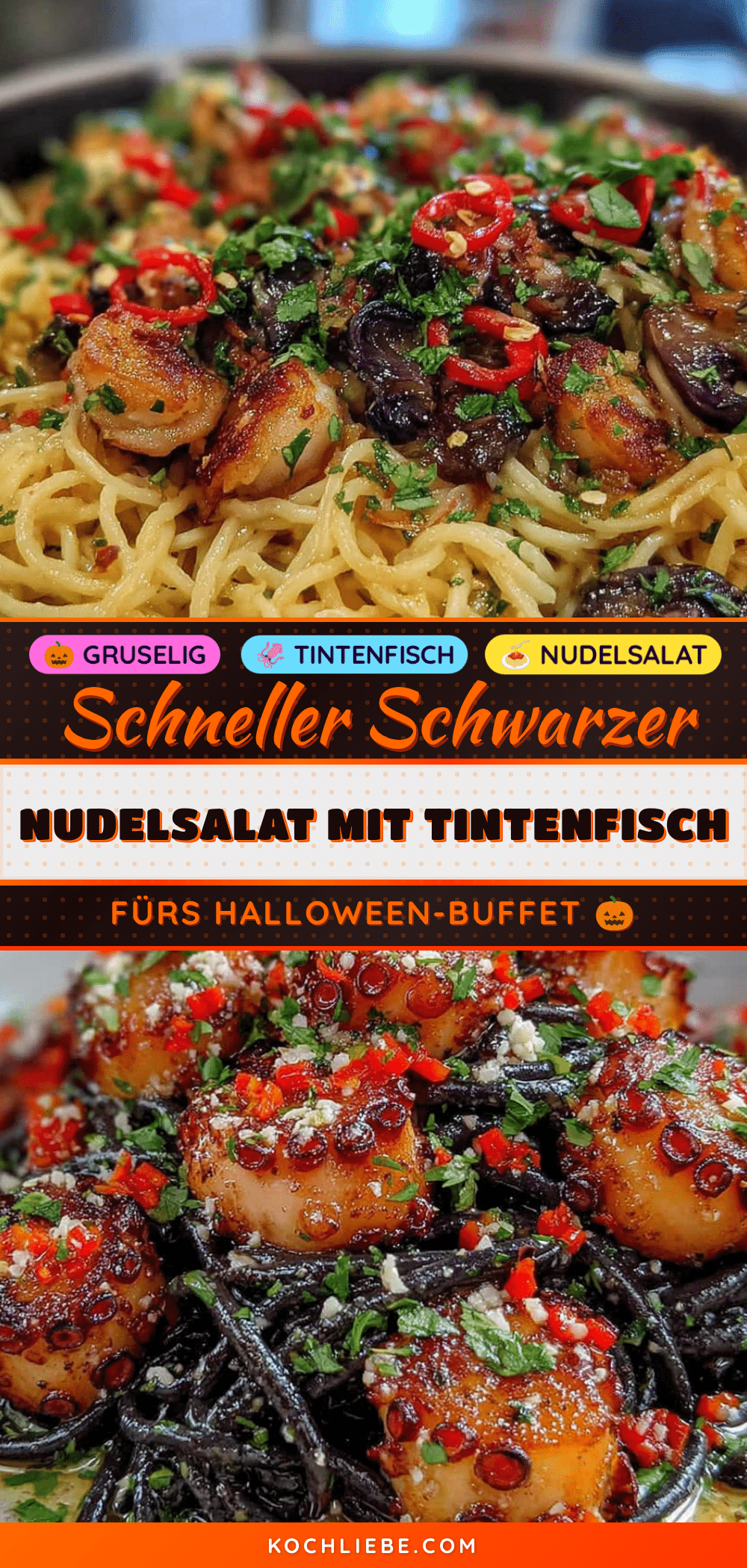 Schneller Schwarzer Nudelsalat mit Tintenfisch recipe
