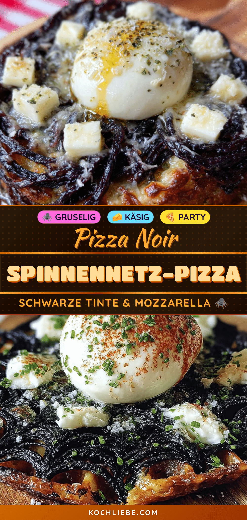 Spinnennetz-Pizza mit schwarzer Tinte recipe