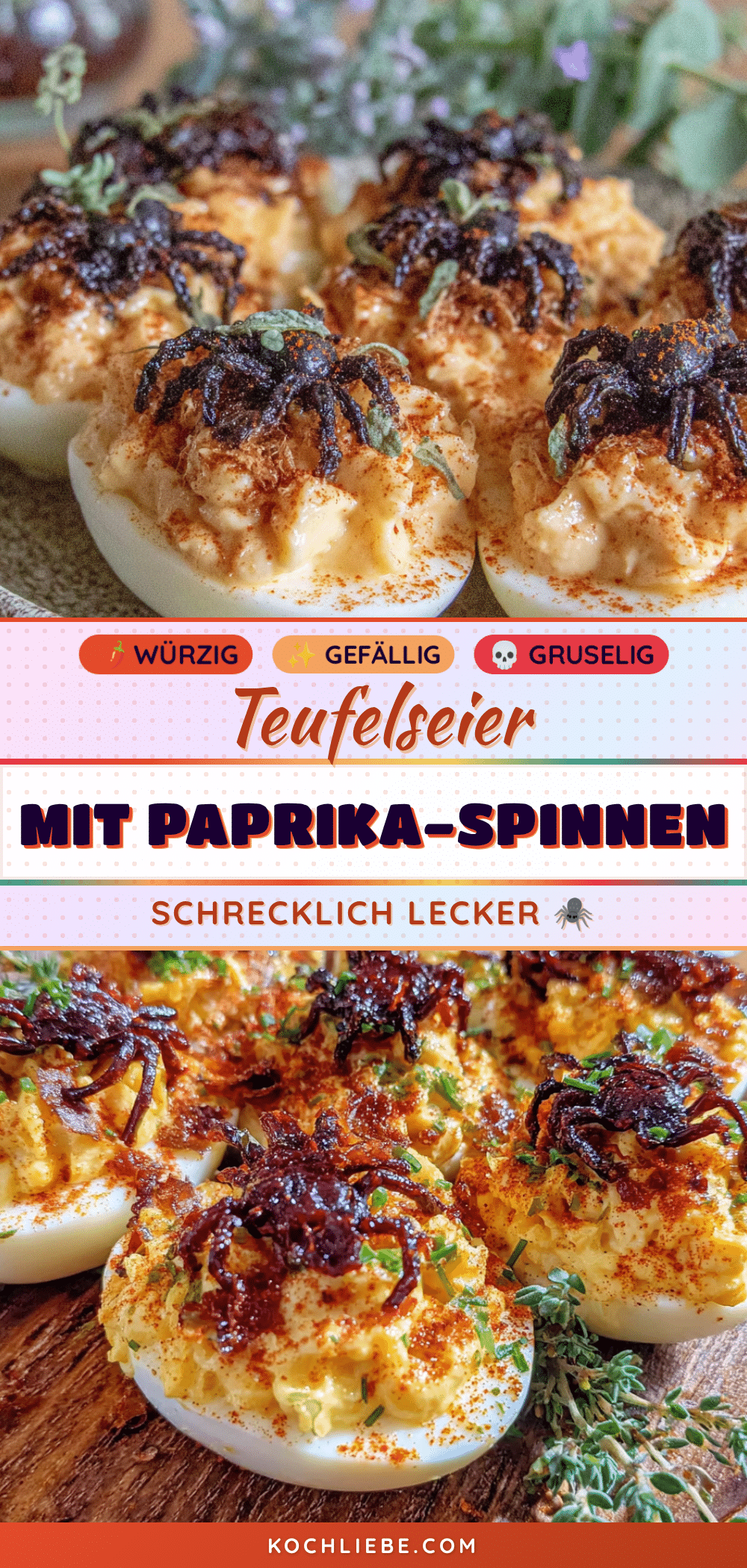 Beste Teufelseier mit Paprika-Spinnen recipe