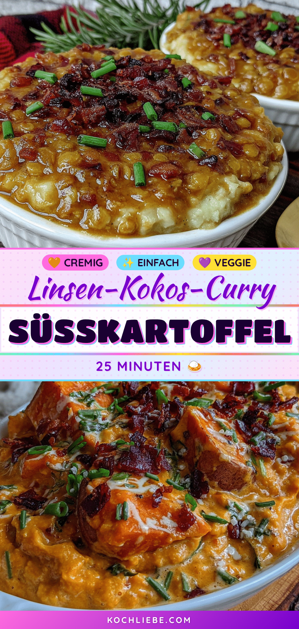Cremiges Linsen-Kokos-Curry mit Süßkartoffel recipe