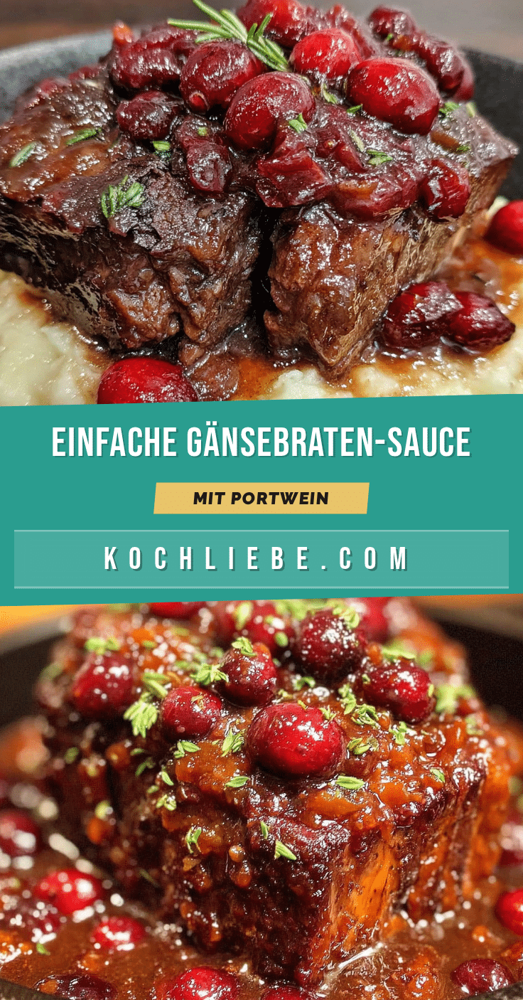Einfache Gänsebraten-Sauce mit Portwein und Preiselbeeren recipe