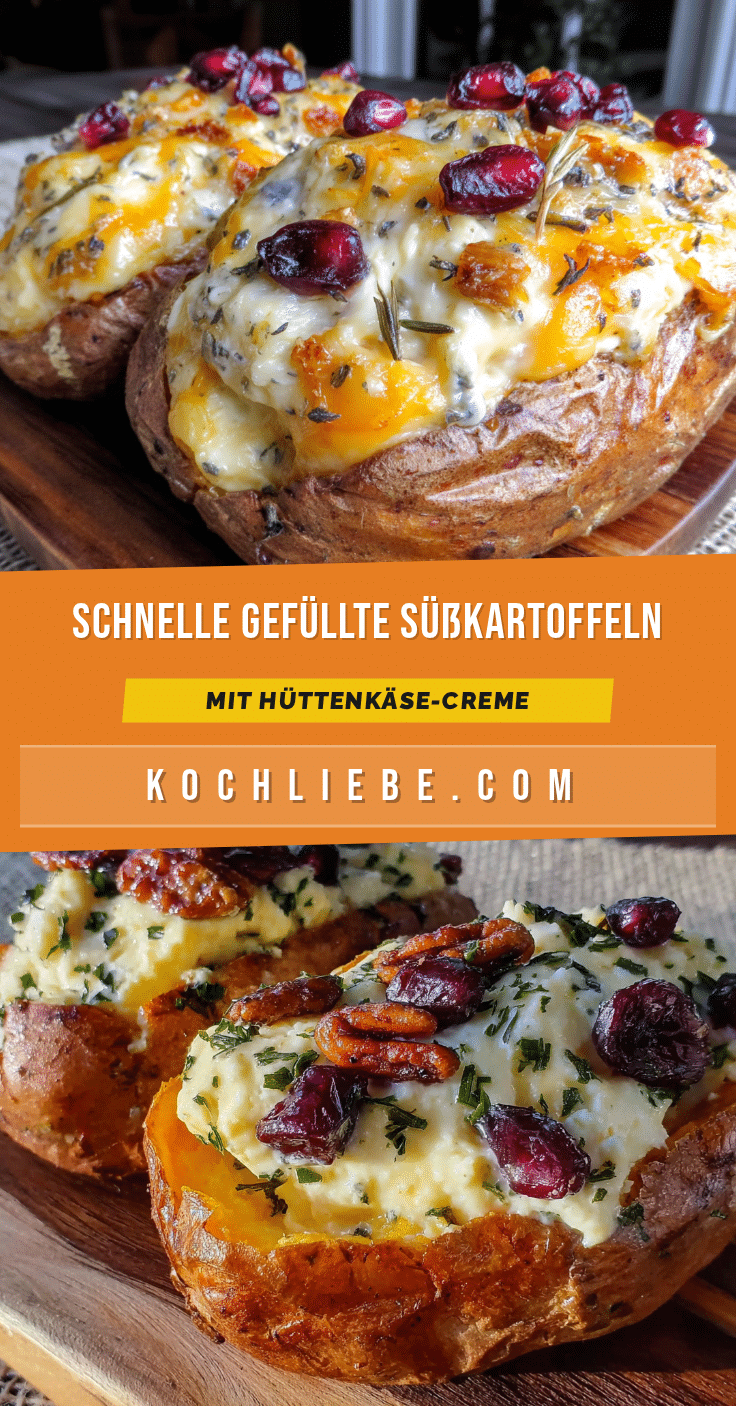 gefüllte Süßkartoffeln mit Hüttenkäse recipe