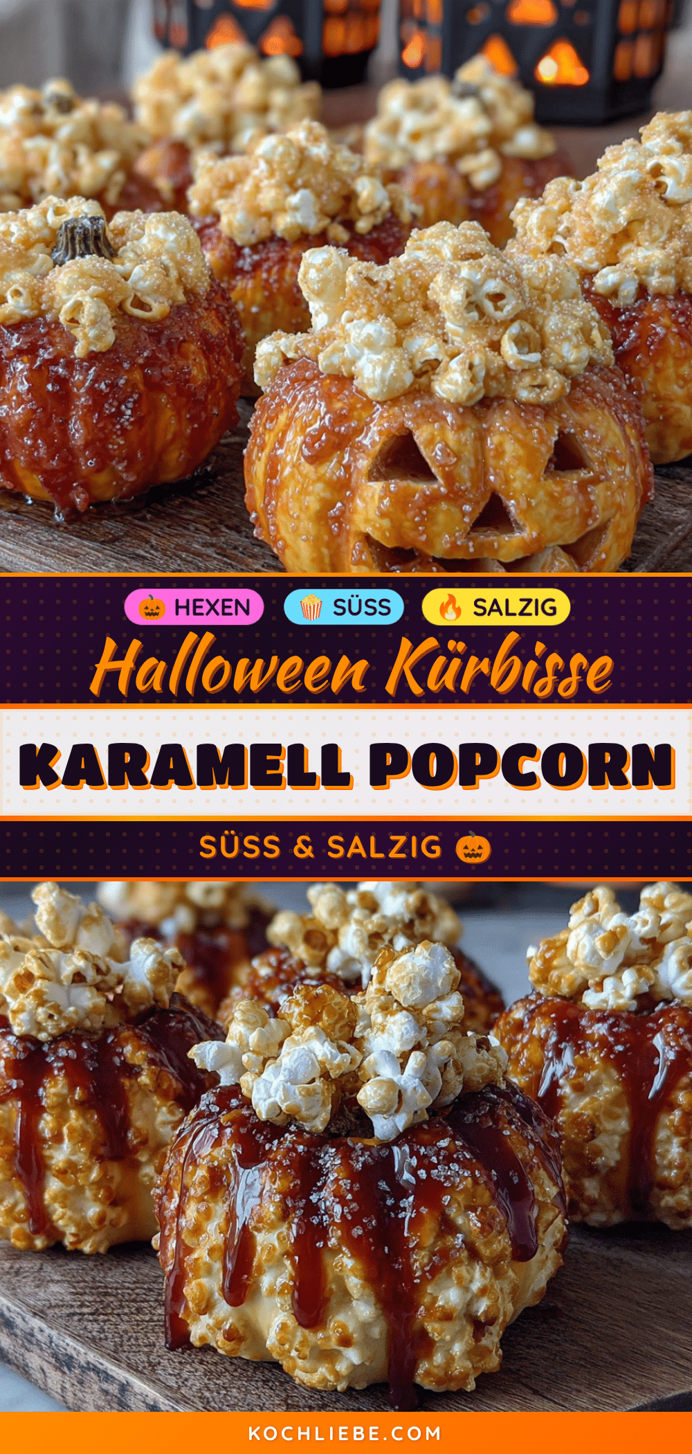 Halloween-Kürbisse mit Karamell-Popcorn recipe