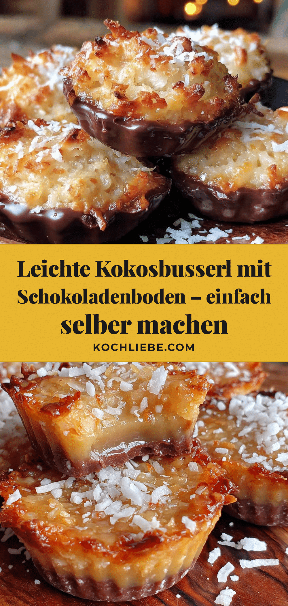 Leichte Kokosbusserl mit Schokoladenboden recipe