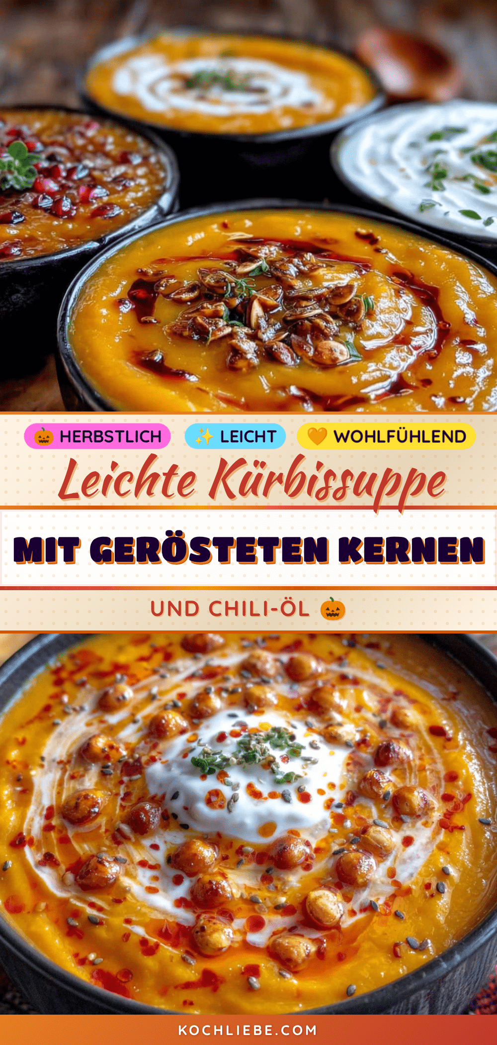 Leichte Kürbissuppe mit gerösteten Kernen und Chili-Öl recipe