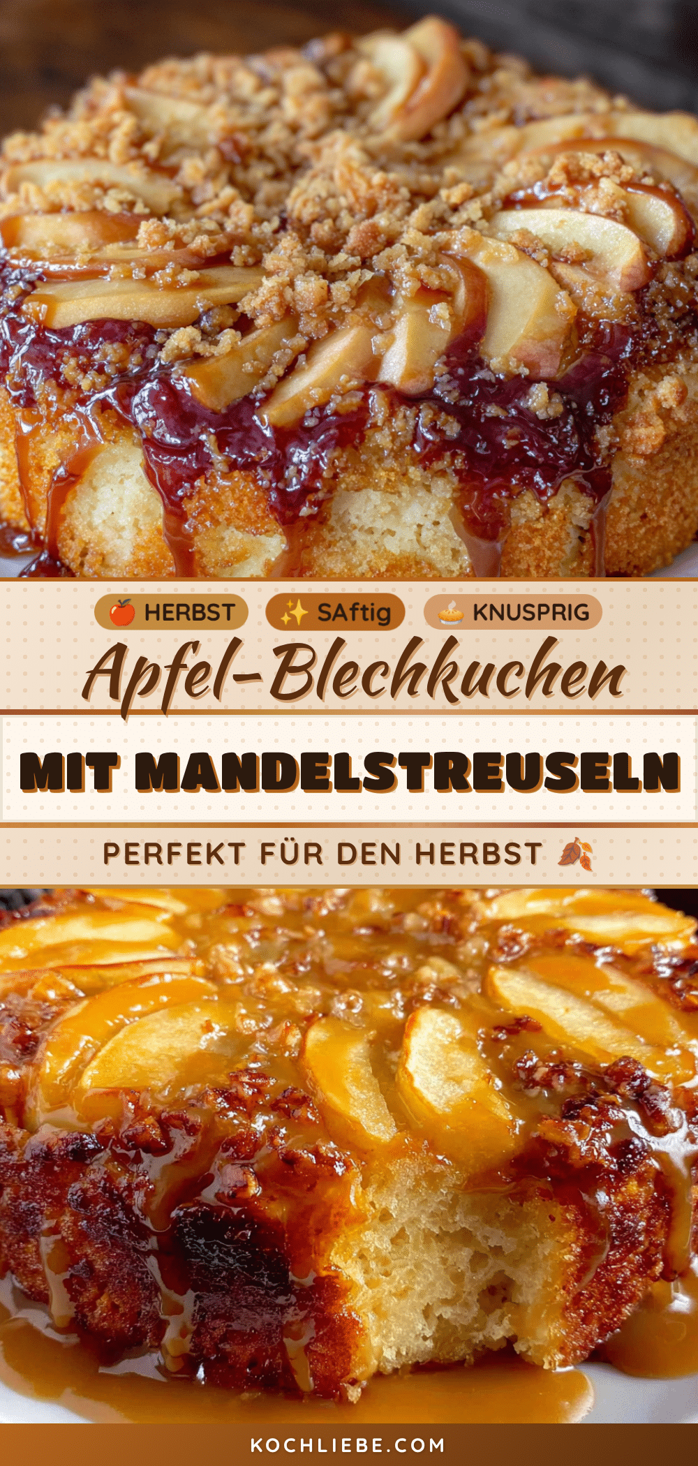 saftiger Apfel-Blechkuchen mit Mandelstreuseln recipe