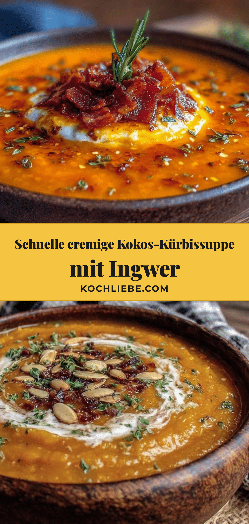Schnelle cremige Kokos-Kürbissuppe mit Ingwer recipe