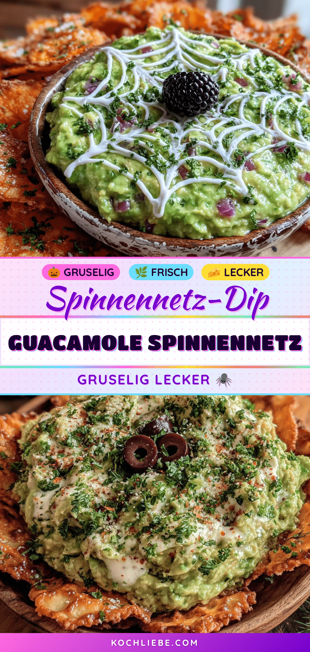 Spinnennetz-Guacamole-Dip für Halloween recipe