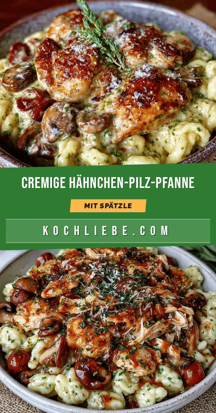 cremige Hähnchen-Pilz-Pfanne mit Spätzle recipe