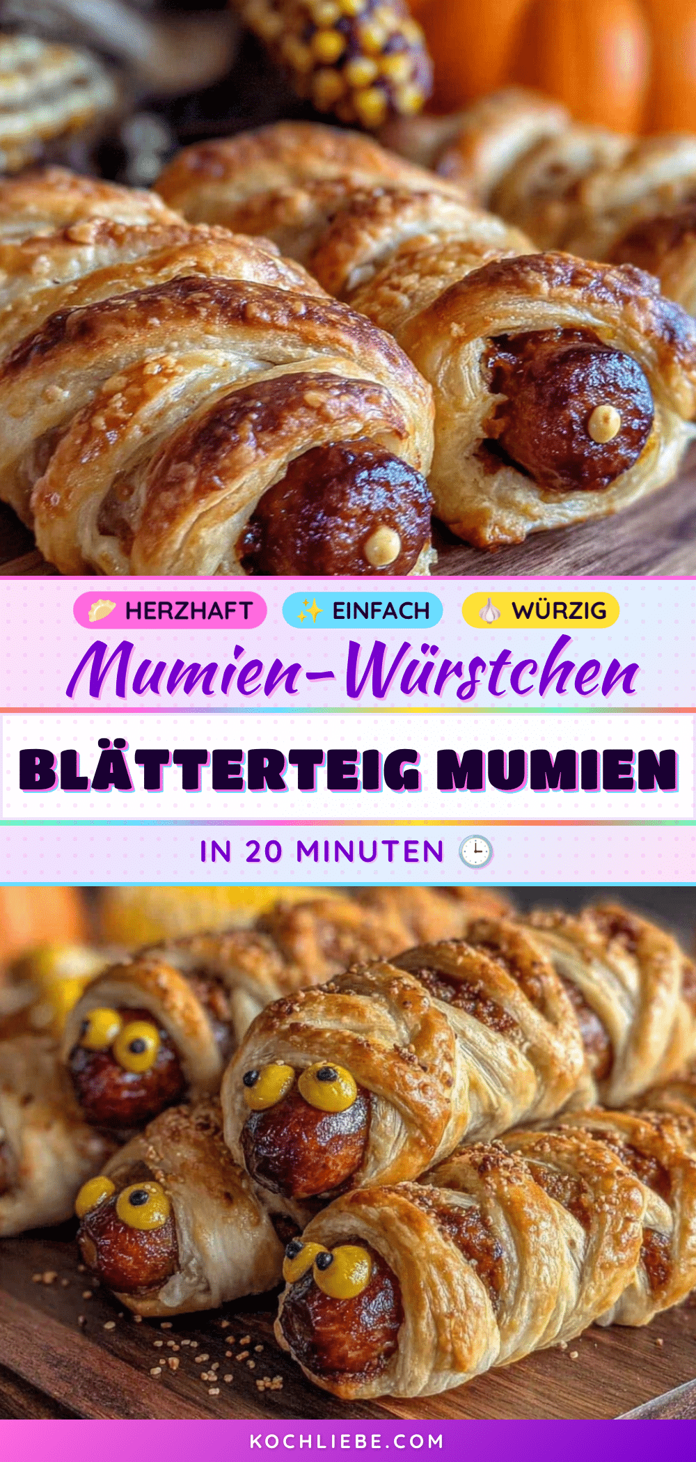Einfache Mumien-Würstchen im Blätterteig recipe