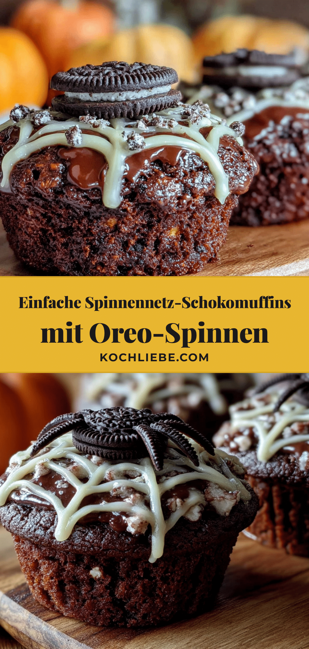 Einfache Spinnennetz-Schokomuffins mit Oreo-Spinnen recipe