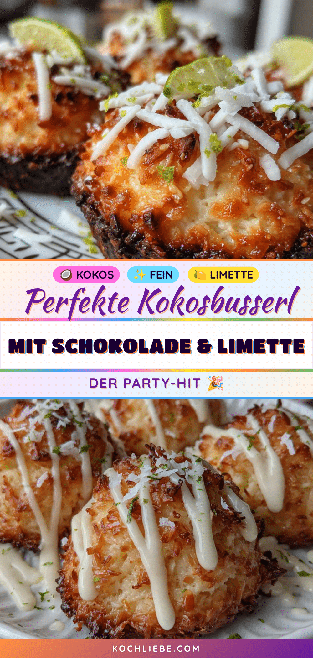 Kokosbusserl mit weißer Schokolade und Limette recipe