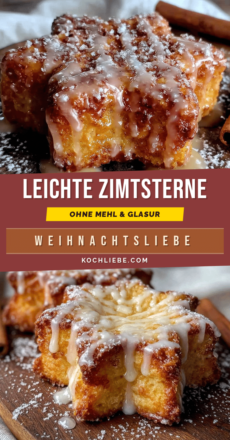 Leichte Zimtsterne ohne Mehl mit glänzender Glasur recipe