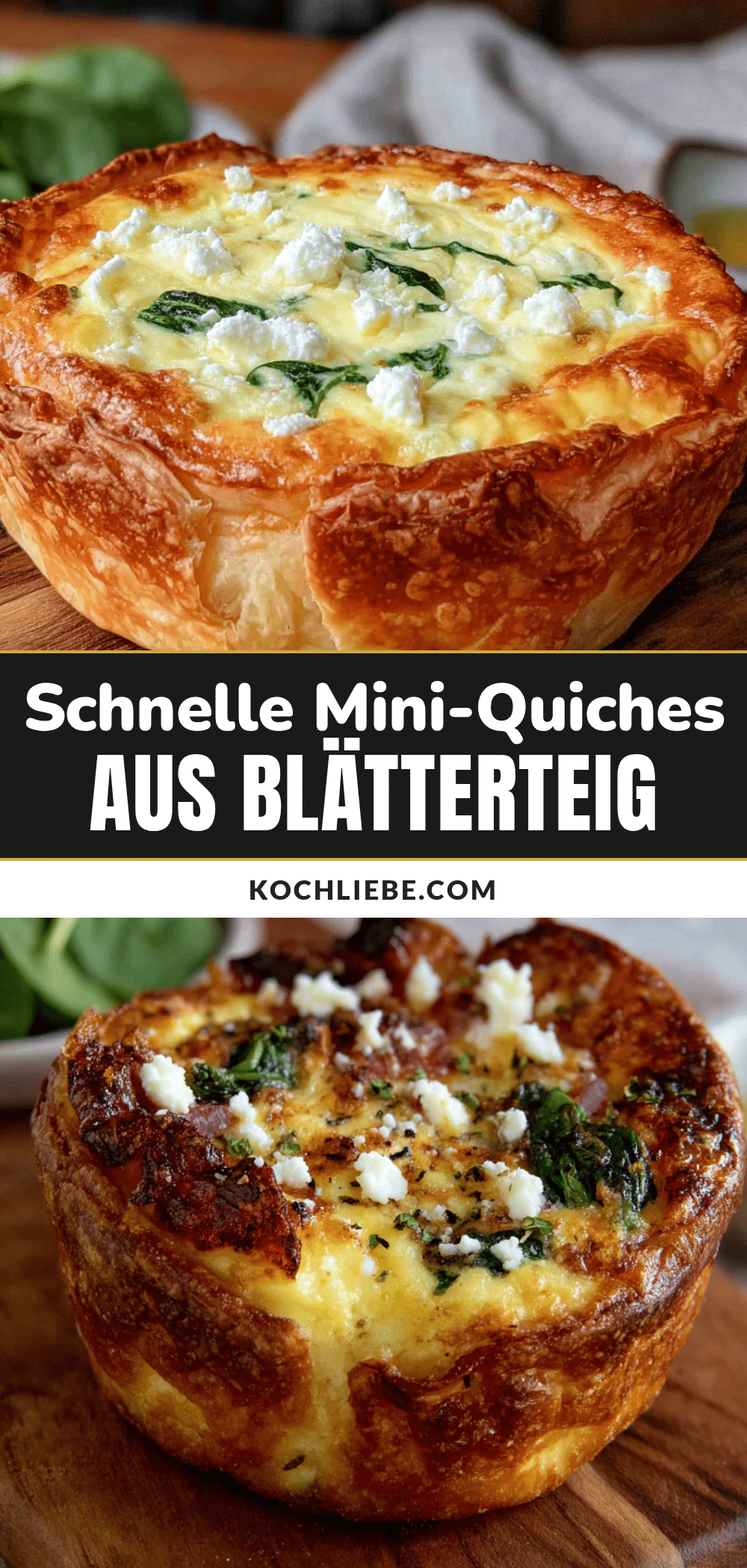Mini-Quiches aus Blätterteig mit Spinat und Feta recipe