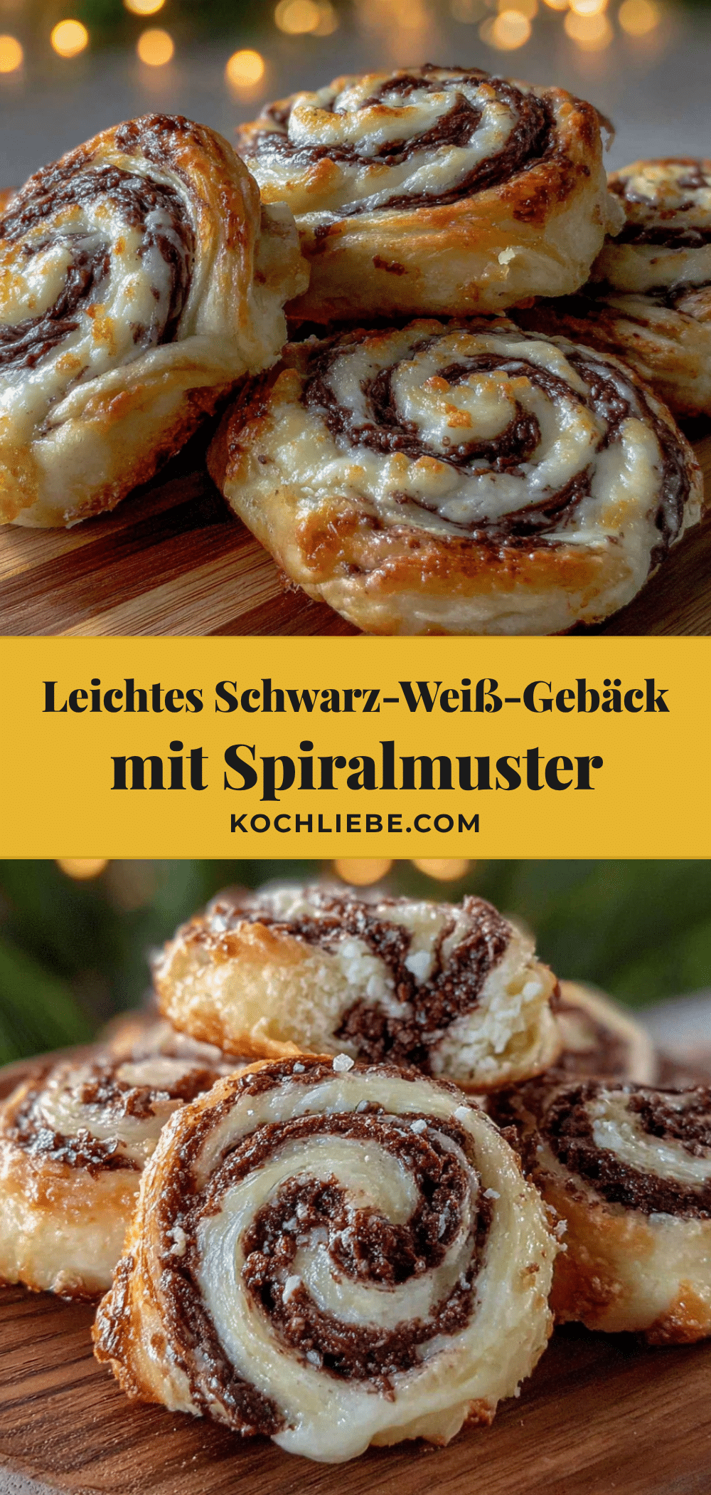 Schwarz-Weiß-Gebäck mit Spiralmuster recipe